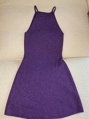 Maje Metallic Purple Halter Top